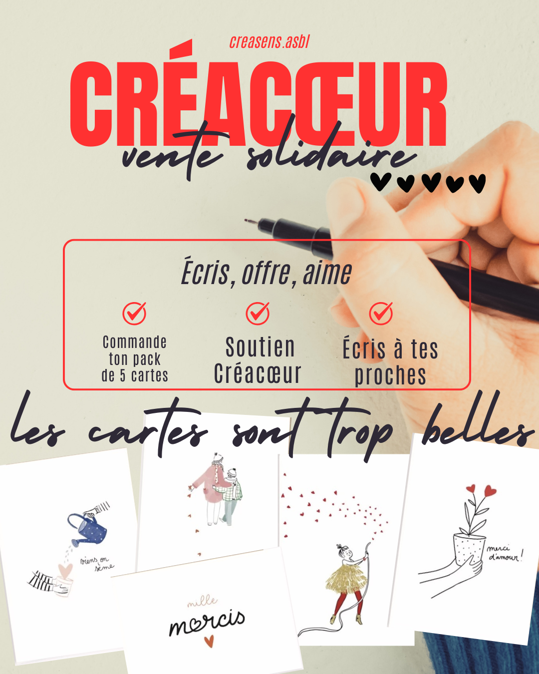 Pack de 5 cartes coeur NEW – Image 2
